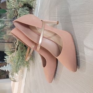 Gianni Bini Anistyn Rose Pink Stiletto Pumps with Rose Gold Strap Size 7M